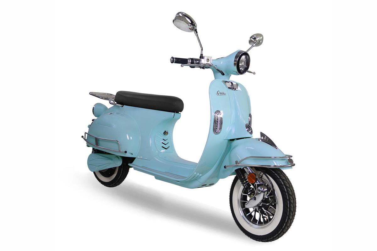 Powerlane Greta E-Roller hellblau braun Seitenansicht