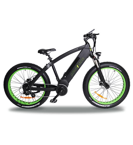 Powerlane Element E-Mountainbike schwarz grüne Felgen Seitenansicht