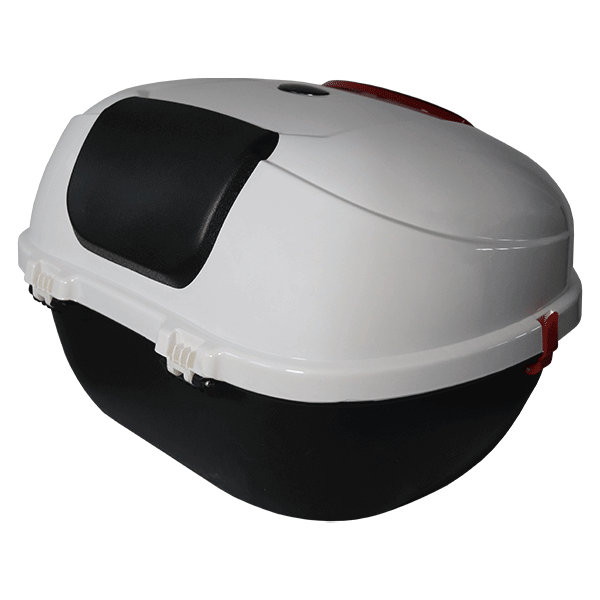 Powerlane Top Case E-Roller weiß Heckansicht schräg