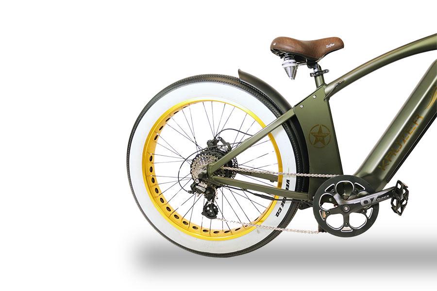 Powerlane Kruzer E-Bike goldene Speichenfelge Detail